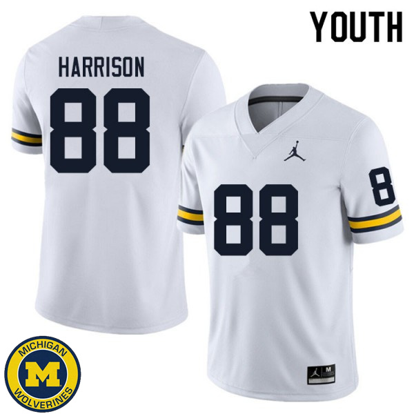 Youth Michigan Wolverines #88 Matthew Harrison White Fashion Jersey